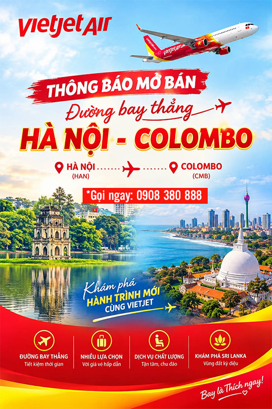 Vietjet mở đường bay thẳng Hà Nội - Colombo, khám phá Sri Lanka từ tháng 2/2027